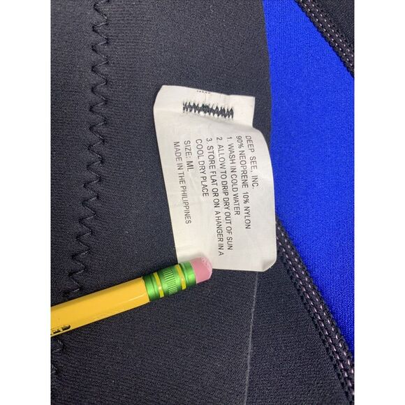 VTG DEEP SEE Full Body Wet Suit M/L 90% Neoprene 10% Nylon 3 MM Black Blue - Picture 4 of 16